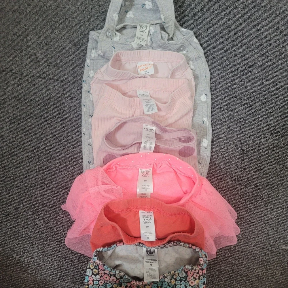 Mixed Brands Lot of 7 Size 6 Months Bottoms Leggings Overalls Baby Girl Tutu